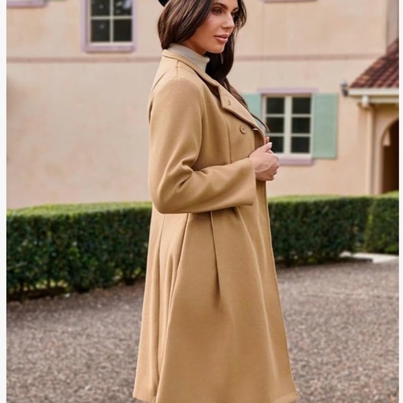 GRACE KARIN Women's Winter Lapel Double Breasted PeacoatWork Long Wool Trench - Picture 4 of 9